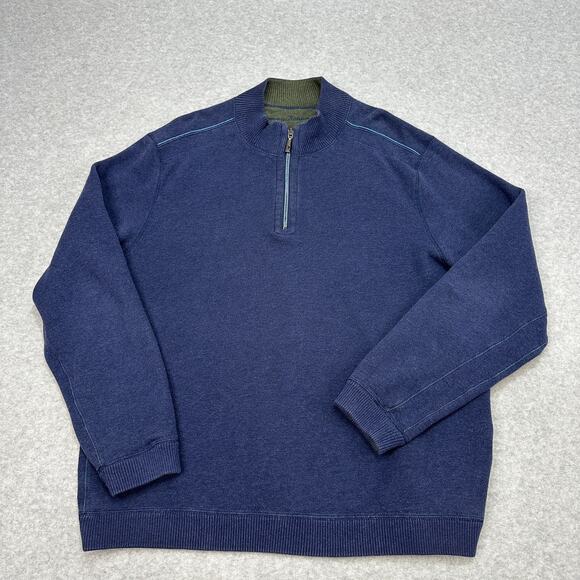 Tommy Bahama Flipshore Half-Zip Reversible Sweatshirt Men XL Green Blue Pullover - Picture 5 of 7